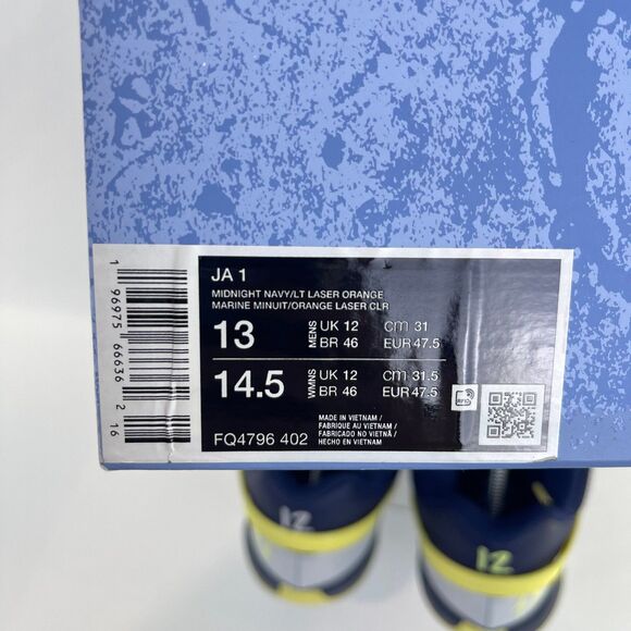 Nike JA 1 'Murray State' Midnight Navy Yellow FQ4796-402 Men's Size 13 - Picture 9 of 9